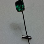 Collectible Metal Hatpin With Green Glass Top