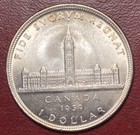 1939 Canada Silver Dollar -  royal Visit  - Uncirculated  800 Fine