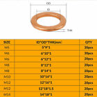 200pcs Solid Copper Crush Washer Gasket Set Flat O-ring Seal Assortment Kits Us