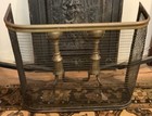 Antique 23 1 2    Curved Brass   Iron Fireplace Fender Wirework Fire Guard Screen