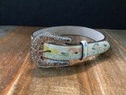 Child   s Girls Nocona Running Horses Print Belt Silver Bling Buckle Sz 22