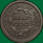 1851 Braided Hair Half Cent Uncirculated Unc Coin  Cheek Scratch  29776