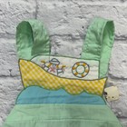 Vintage New Mayfair Baby Romper Overall Green Boat Gingham Newborn Neutral