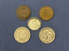 Vintage Us Coin Lot 5 Coins Silver Roosevelt Dime Buffalo Nickel Indian Cent Set