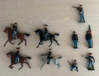 Vintage Britains Horse Military Figures Blue gray Metal   Plastic Lot Of 25