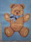 Teddy Bear Fun Fabric Piece Blue Bow 7 X 5 5 Inch Crafts New