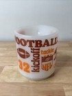 Vintage Nfl Football Milk Glass Mug Retro Glassbake Cup  Orange Brown 1970s