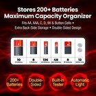 Battery Storage Organizer Case With Light   Tester  Holds 200  Batteries  Double