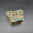 Chinese Cloisonne Butterfly Trinket Box Enameled Brass