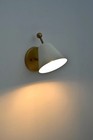Mid Century A Pair Of Brass Wall Light Sconce - Raw Brass Finish With Matte Whit