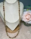 Vintage Italian Style Art Glass Bead Necklace Red Gold Foil Swirl 25 
