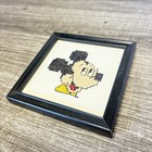 Vintage Handmade Mickey Mouse Cross Stitch Framed Needlepoint Wall Art 5x5