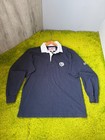 Vintage Cotton Traders Rugby Shirt Navy Blue Long Sleeve Scotland Thistle Size L