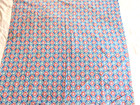 Vintage 1930s 40s Feedsack Cotton Fabric Teal Pink Flowers On Blue 39  X 36 