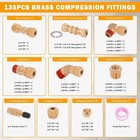 135 Pcs Dot Air Brake Line Fittings  1 4  3 8  1 2  Brass Dot Compression Air Ny