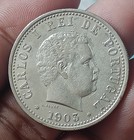  k58  Portuguese India Colony Goa Silver Uma Rupee Coin 1903 Carlos-i- 11 6 Gm