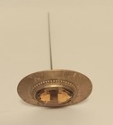 Victorian Brass Topaz Faceted Glass Hatpin Floral Etched Oval 8 5  Long Antique