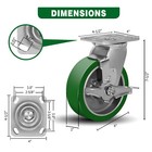 6 x 2  Heavy Duty Casters  Polyurethane On Aluminum  Capacity Up To 1200-4800 Lb