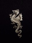 jj  Jonette Jewelry Silver Pewter Flying Dragon Facing Right Tack Pin   No Tm 