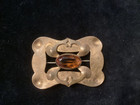 Large Antique vintage Victorian Art Nouveau Brooch Pin 2-3 4    Amber Stone Brass