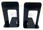 Black Metal Bookends 9 Inches High Non Skid Pad Bottom Pair Of 2 Vtg Mcm