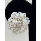 Vintage Italy Opalescent Glass Seed Bead Beaded Cluster Clip On Earrings