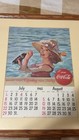 Coca-cola Original Framed Soda Advertising Calendar Page July august 1962