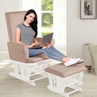 Glider   Ottoman Set Wood Baby Rocker Nursery Furniture Napping Reading Nursing