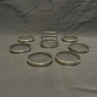 Webster Sterling Silver Rims   Starburst Cut Glass Set Of 7 Coasters