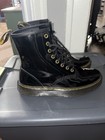 Dr  Martens Zavala Black Patent Leather Lace-up Combat Ankle Boots Us 7