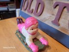 Nice Vintage  Wind Up Celluloid Boy On A Sled  Made In Occupied Japan