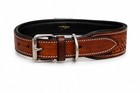 Hand Tooled Leather Dog Collar Brown Blue Western Carved Adjustable Pet Collar