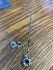 Vintage Set Of Matching Sterling Colorful Earrings Necklace Ring   Free Shipping