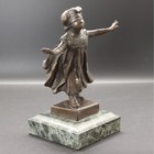 Antique Bronze Sculpture  blind Man s Bluff  Signed G  Ferrat 5 8lb Marble Base