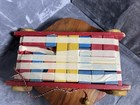 Vintage Red Wagon Playskool Color Wood Blocks Pull Toy Stack Build Create Rare