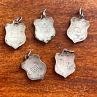 Vintage Enamel Travel Shield Charms Lot Of 5 European Silver Plated Marked 100