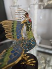 Vintage Chinese Cloisonne Filigree Peacock Sculpture Brass Enamel Bird 9 