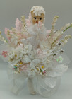 Vintage Handmade Wedding Corsage Composition Bride Lace Hearts Dove Millinery