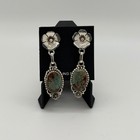 Number 8 Turquoise Sterling Silver Flower Stud Dangle Earrings Southwestern Nwt