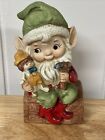 Vintage Homco Taiwan Ceramic Santa Christmas Elf Gnome Vtg 6  Figurine Mcm