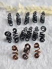 14 Handmade Bronze   Black Spiral Dreadlock Beads Loc Jewelry Hair Accessories 