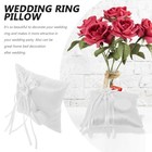 Wedding Ring Bearer Pillow 8x8 White Lace Pearl Cushion With Secure Hand Stra   