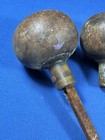 4 Vintage Wood Door Knobs Ball Style W  Brass Shanks   2 1 2  Dia  1 5 8  Depth