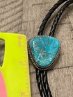 Old Pawn Sterling Silver Turquoise Braided Leather 37  Bolo Tie 040625eedzea