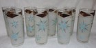 8 Vintage Turquoise Snowflake Drinking Glasses Rare 8 Ounce