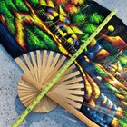 Hand-painted Vintage Decorative Wall Fan With Vibrant Tropical Village Scene