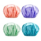 4pcs Waterproof Shower Caps For Women Elastic Reusable Bath Hair Cover Assorted
