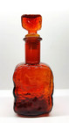 Vintage Empoli Red Amberina Bark Blenko Style Art Glass Decanter 10 