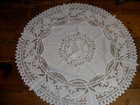 Victorian 47  Round Table Cloth Battenburg Tape Lace Linens Doilies  Handmade