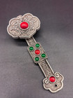 4 7  Tibetan Silver Carved Inlay Red Gem Ru Yi Auspicious Ruyi Statue